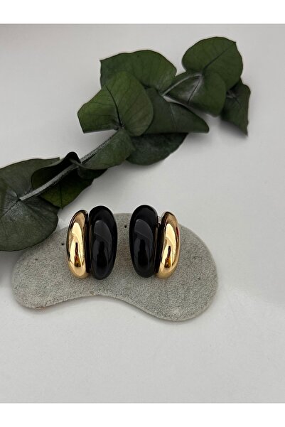 YENGEÇ Marka Model Siyah Gold Küpe