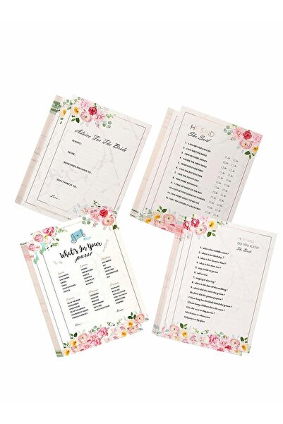 Generic ٤٠ قطعة من ألعاب حفلة توديع العزوبية - نصائح للعروس وبطاقات "ما مدى معرفتك بالعروس؟"، باللون الوردي