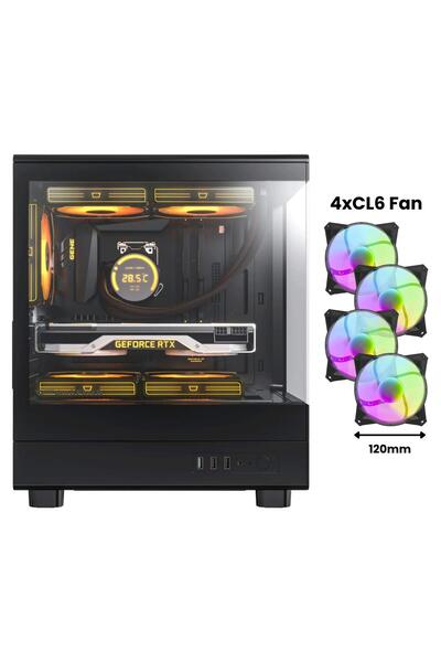 Aigo DB330M USB3.0 3×12CM Fan Temperli Cam Siyah mATX Kasa (PSU Yok)