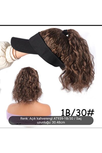 PERUKCU Kıvırcık Dalgalı At kuyruğu Şapkalı Peruk saç, Ayarlanabilir şapkalı ...