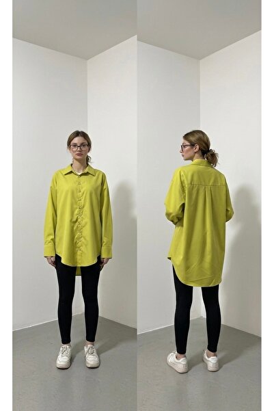 ROSAVI Kadın Basic Salaş Kesim Düğmeli Poplin Gömlek