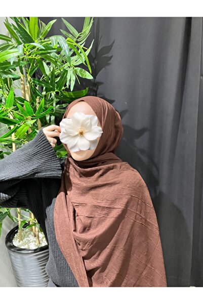 Velora Scarf Düz Renk Bambu Kraş Şal | Kahverengi