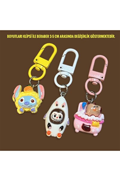 Store 3 قطع من سلسلة المفاتيح على شكل حقيبة (ستيتش، لابوبو، كابيبارا)
