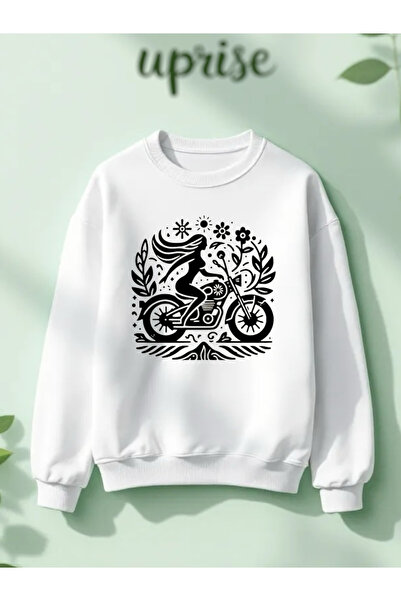 Vordevia سترة مطبوع باوميت كوتون قصة فضفاضة ذات الرقبة الدائرية للدراجات النارية