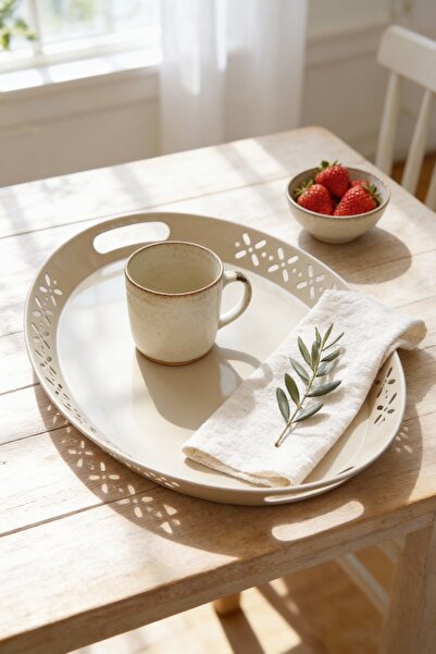 Vivenda Oval Metal Serving and Presentation Tray, Large Tray, Tea Coffee Tray...