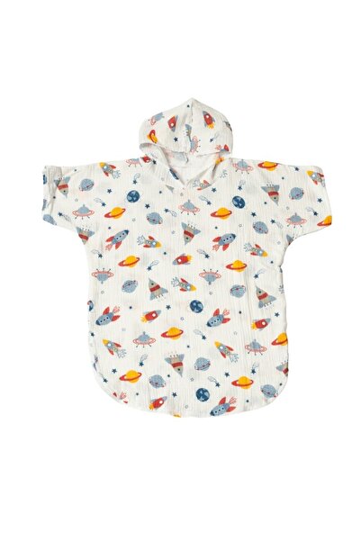 Kidizi Beach towel - Children's poncho made of absorbent muslin Space 1-3 years