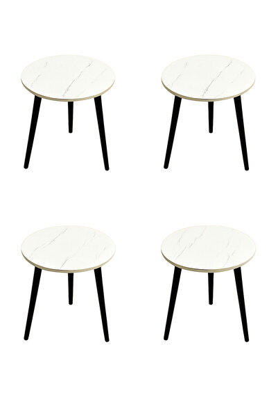 GENERAL Sofa side table set – 4 pieces – marble design top – wood – 42 cm height