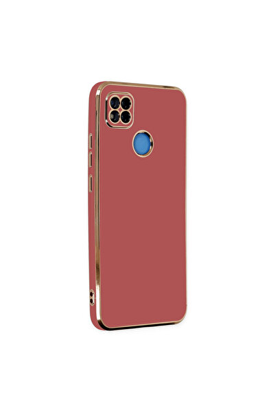 AKSEFİZZ Redmi 9C Kılıf Parlak Soft Yüzeyli Kamera Korumalı Altın Kenarlı Kapak