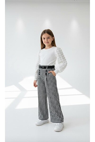 mini kanka Bluză tricotată pentru copii și pantaloni palazzo seturi cu model pentru fete de 3-10 ani – Combinație elegantă și modernă