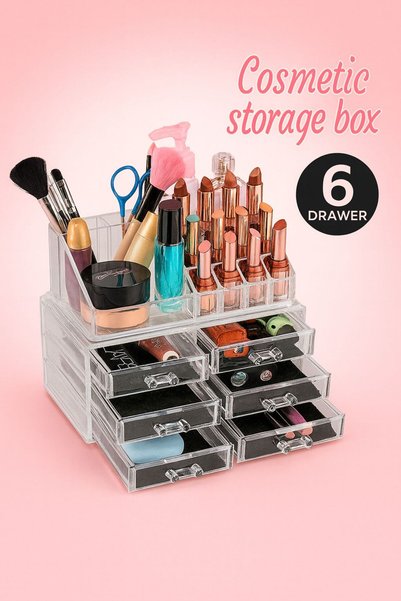 OEM Organizator Cosmetice cu 6 Sertare – Cutie Depozitare Machiaj, Rujuri, Pensule și Bijuterii