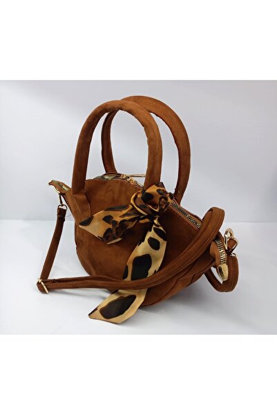 stilyy Süet Taba Fular Detay Kadın Çanta