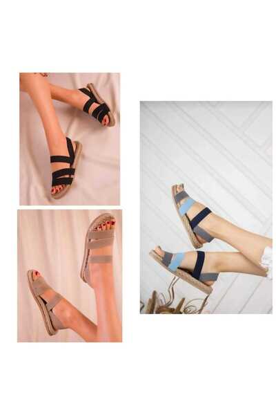 oliviashoes Kadın lastik bantlı Comfort Taban Spor Sandalet. ( 3 LÜ PAKET )