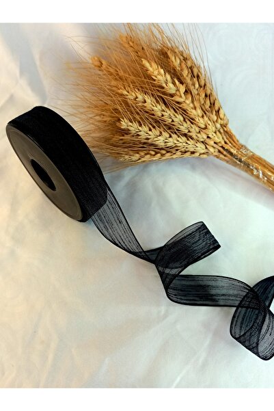 yörük tuhafiye Black Linen Ribbon Nopeli̇ Linen Ribbon 20 m 2.5cm