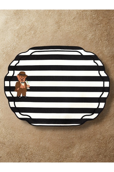 LİONYA DESİGN 2'li Teddy Bear Nakışlı Premium Duck Kumaş Çizgili Amerikan Ser...