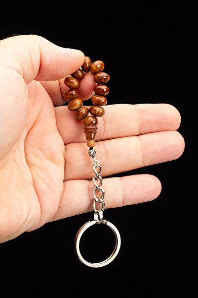 OTTOTESBİH سبحة طبيعية من حجر الكوكا لتخفيف التوتر، سبحة بحجم الإصبع، سلسلة مفاتيح