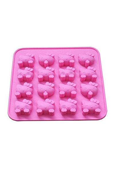 Generic 16 Even Hello Kitty Chocolate Cake Mold DIY Tools For Kitchen Household Pink 18.5*18.5*1.8cm