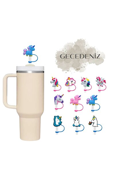 GECEDENİZ Termos Uyumlu Pipet Tıpası Mavi Pegasus Unicorn