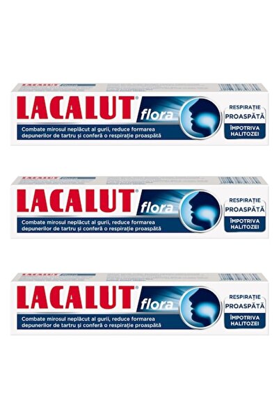 lacalut Set 3 x Pastă de dinți Flora, 75 ml, cu fluor