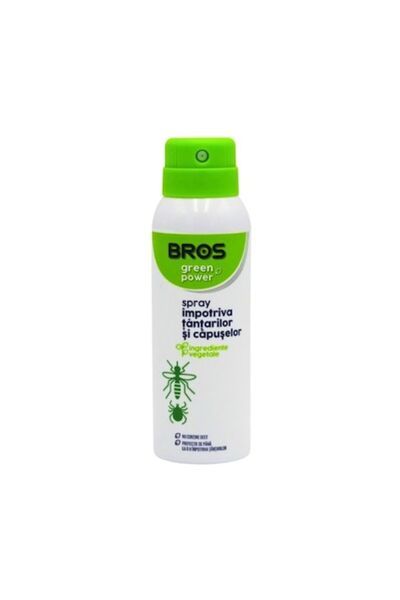 bros Aerosol Green Power împotriva țânțarilor și căpușelor, 90 ml
