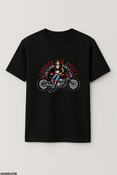 CALKARCOLLECTION Unisex Oversized Forever Two Wheels T-Shirt