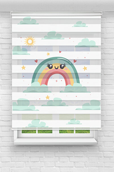 Perdecizade (ENXBOY)SEVİMLİ GÖKKUŞAĞI DİJİTAL BASKILI ZEBRA PERDE-COCUK ODASI...