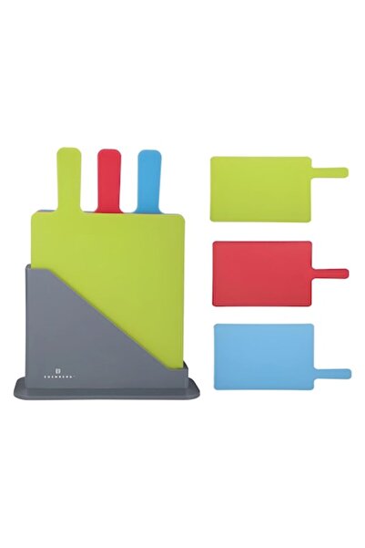 EDENBERG Set de 3 tocătoare din plastic rezistent cu suport, multicolor, 20x2...