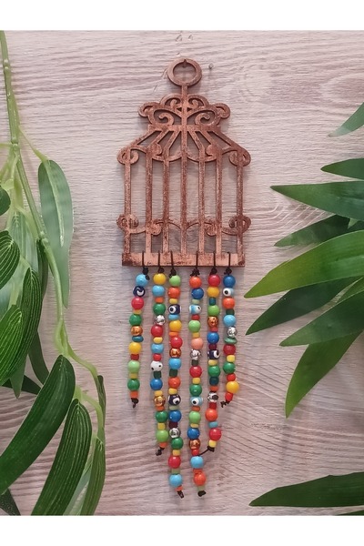 Firuze Hediyelik Dekoratif Ahşap Mini Nazarlık, Kafes Nazarlık, Boncuklu Duva...