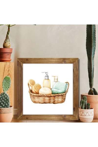 Tuba Decor Tablou pătrat cu rame din lemn pentru baie