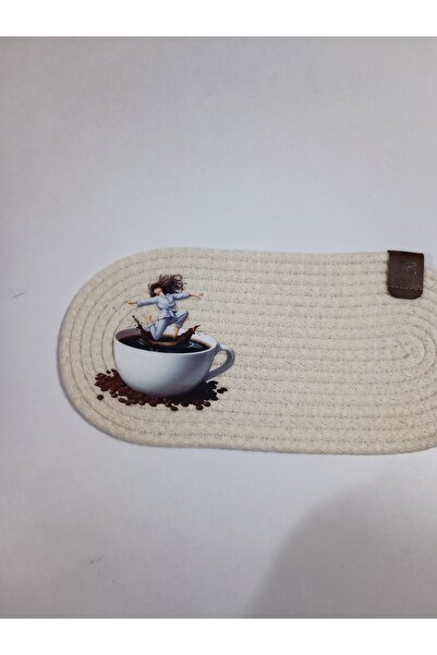 Ahs Tasarım ☕ AHS Design Sweet Coffee Dream –DTF cu imprimeu Suport pentru cafea din frânghie de bumbac