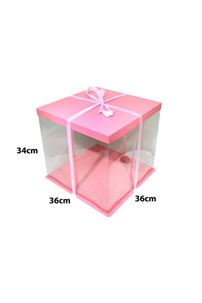 Generic 1 قطعة من علب للكيك شفافة بشريطة اللون كرتوني الأبعاد