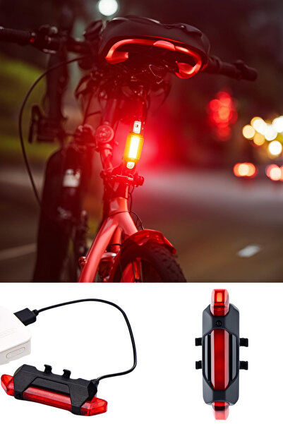Privo Bisiklet Arka Stop Uyarı İkaz Işığı Şarjlı 4 Modlu Bisiklet Stop Lambası Su Geçirmez Güvenlik Işığı