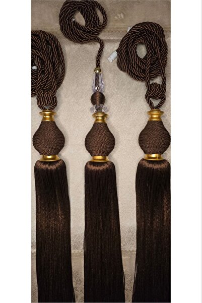 Perdehome Fon Perde tavan Bağlama Püsküllü Braçol 3Lü Set