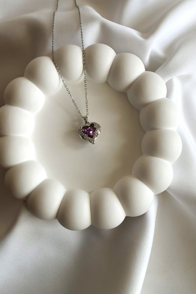 Tilde Heart of the Ocean Zircon Stone 316L Steel Necklace Romantic Gift 45 cm