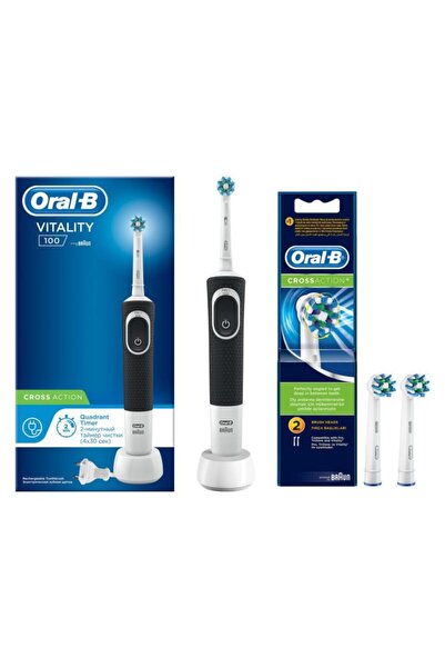 Oral-B Vitality D100 Siyah Cross Action Elektrikli Diş Fırçası+yedek Başlık C...