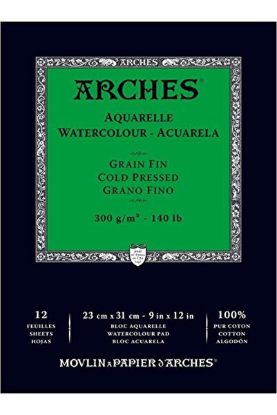 Arches Suluboya Defteri Blok Soğuk Baskı - Orta Doku 300 Gr. 23x31 Cm. 12 Yaprak