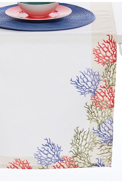 AYSHOME Coral Pattern Stain Resistant Woven Runner