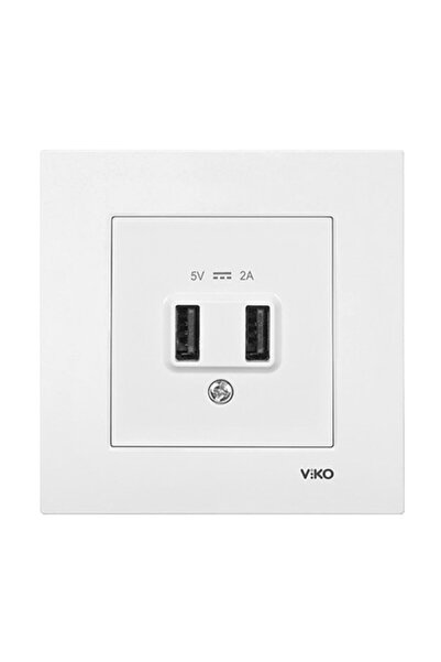 VİKO Viko Karre 2 Li Usb Şarj Prizi Beyaz 5v-2a (90967101) Çerçeve