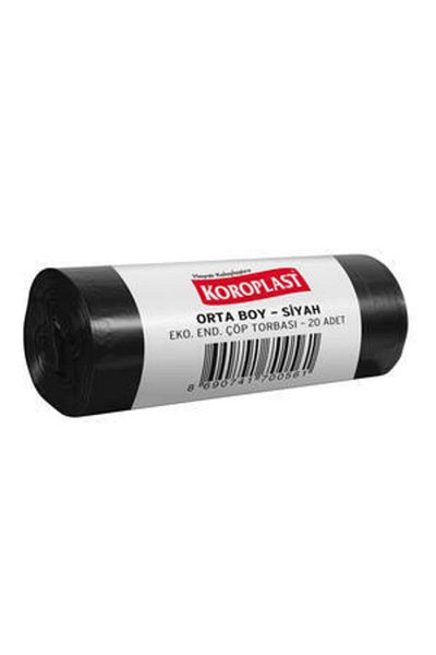 Koroplast Eco.industrial Medium Garbage Bag Black 55*60 Cm 20x50 Roll Price is for 1 Package
