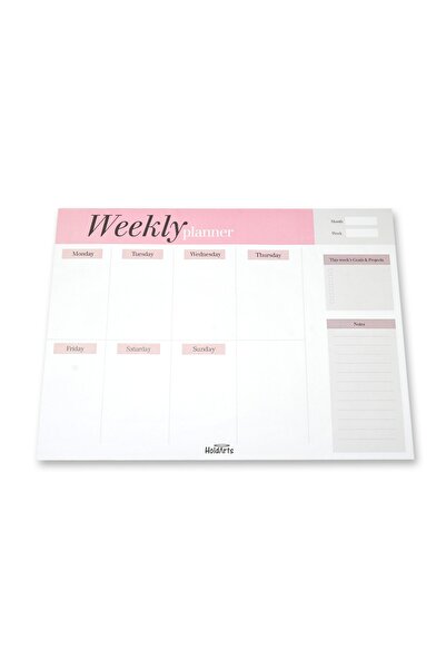 Desk Planner - Pembe Pastel Renk Haftalık Planlayıcı 31,8 X 23,7