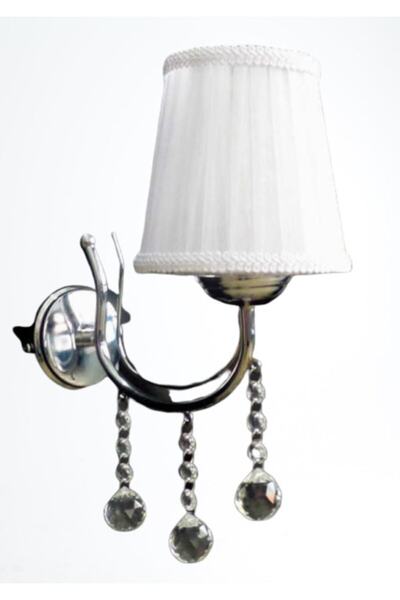 TEKAY AYDINLATMA Metal Chrome Stone Sconce with White Head
