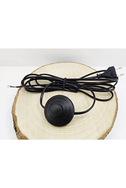 Genel Markalar Abajur Lambader Siyah Fiş Baskılı Yerpuar Anahtarlı Kablo 3 Metre