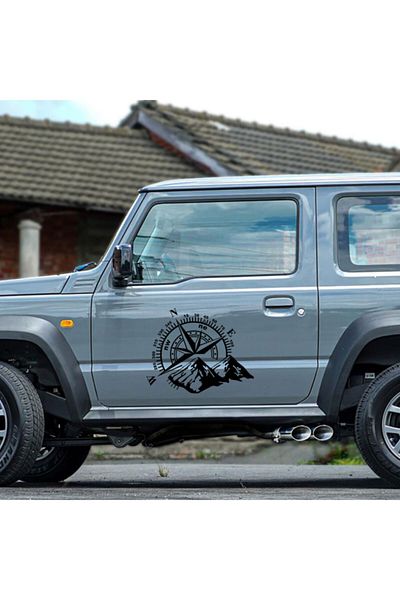 New Jargon Autocolant Auto Busolă Munte Off Road 35 X 25 Cm - Negru