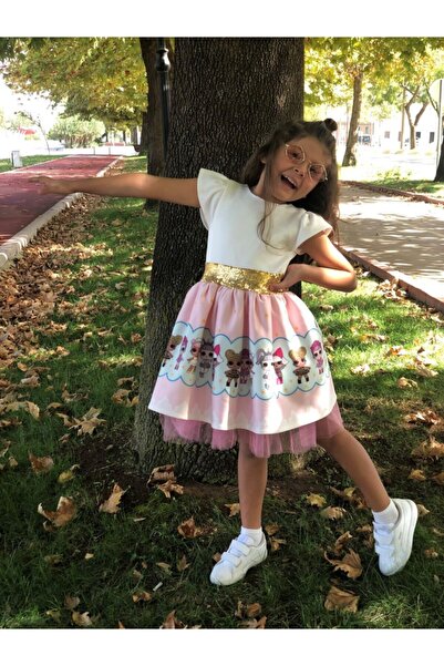 EYLÜL ELİF BUTİK Kız Çocuk Beyaz Elbise