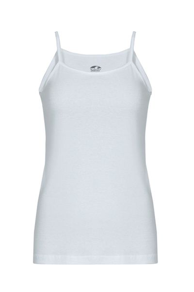 Şahin Women's White Rope Strap Ribbed Cotton Undershirt