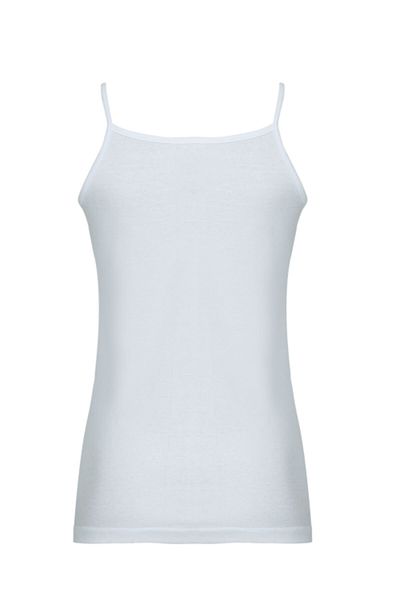 Şahin Women's White Rope Strap Ribbed Cotton Undershirt
