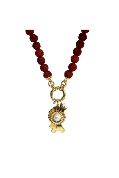 Kadın Altın Kaplama Ateş Lava Choker Kolye