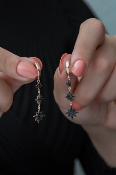 Nereze Kadın 925 Ayar 3'lü Kutup Yıldızı Küpe Gümüş Küpe