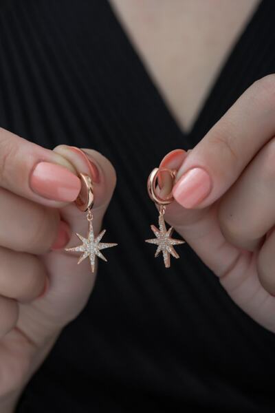 Nereze Kadın 925 Ayar Kutup Yıldızı Küpe Gümüş Küpe