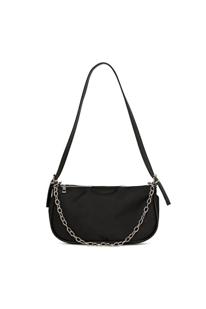 Güce Kadın Siyah Saten Ince Zincirli Baget Baguette Çanta Gc011500