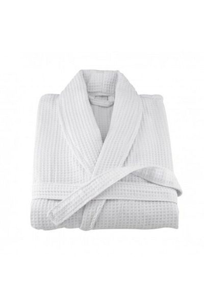 Ephemeris White Cotton Waffle Pique Hotel Bathrobe